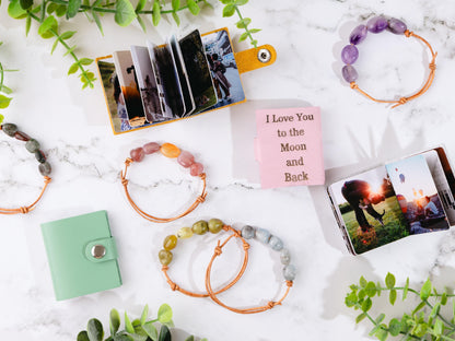 Personalized Gemstone Bracelet: Adjustable Leather Cord, Natural Stone