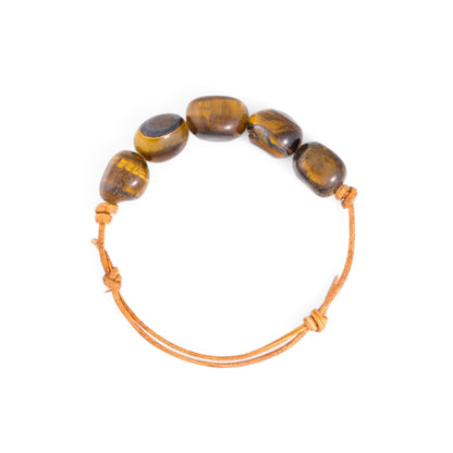 Personalized Gemstone Bracelet: Adjustable Leather Cord, Natural Stone