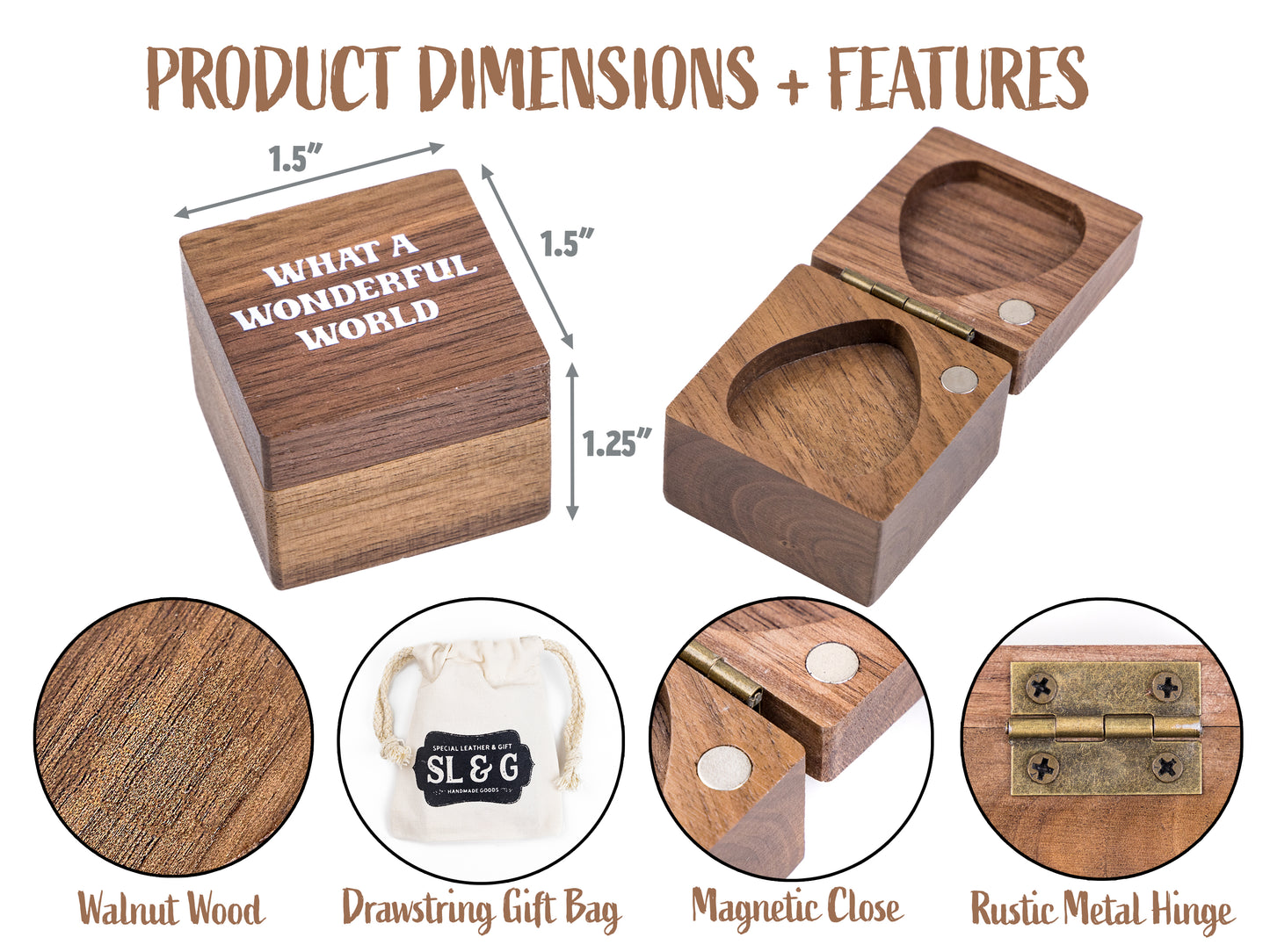 Walnut Guitar Pick Box