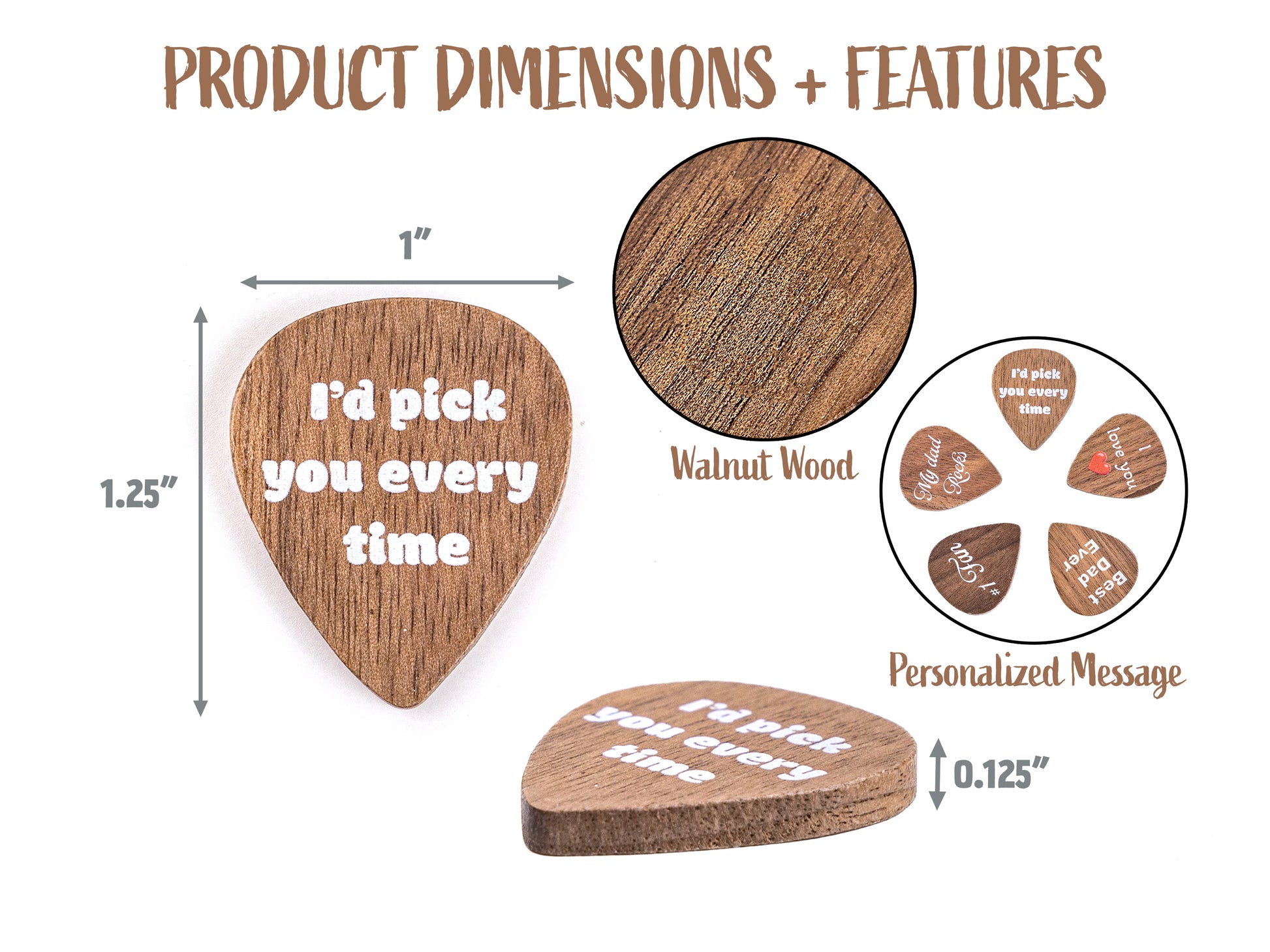 Walnut Guitar Pick Box