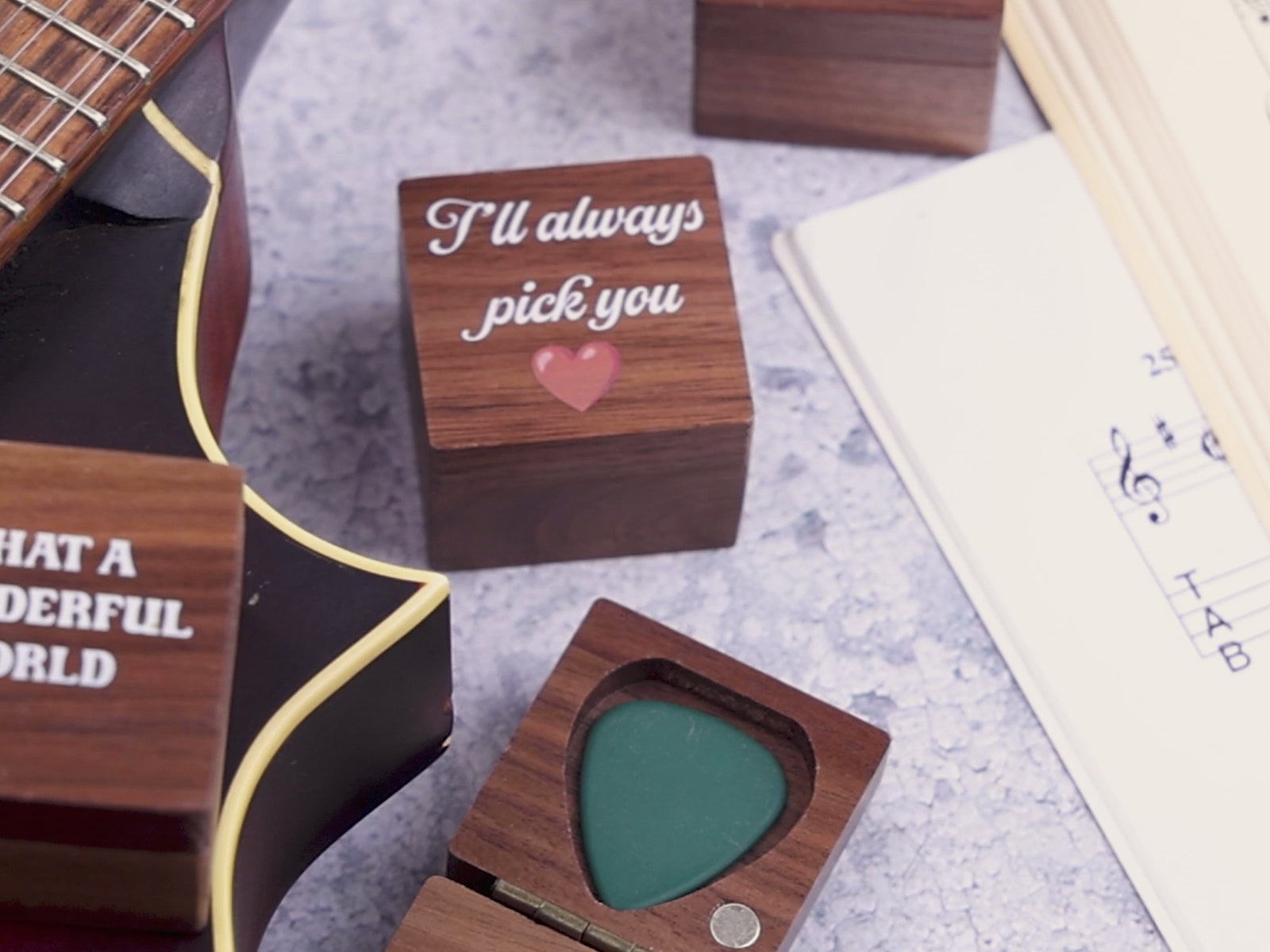 Walnut Guitar Pick Box